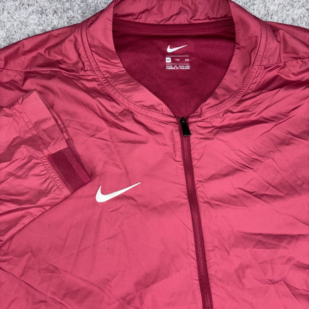 Nike Windbreaker Jacket Mens XXL Burgundy Red Quarter Zip Athletic Pullover Logo